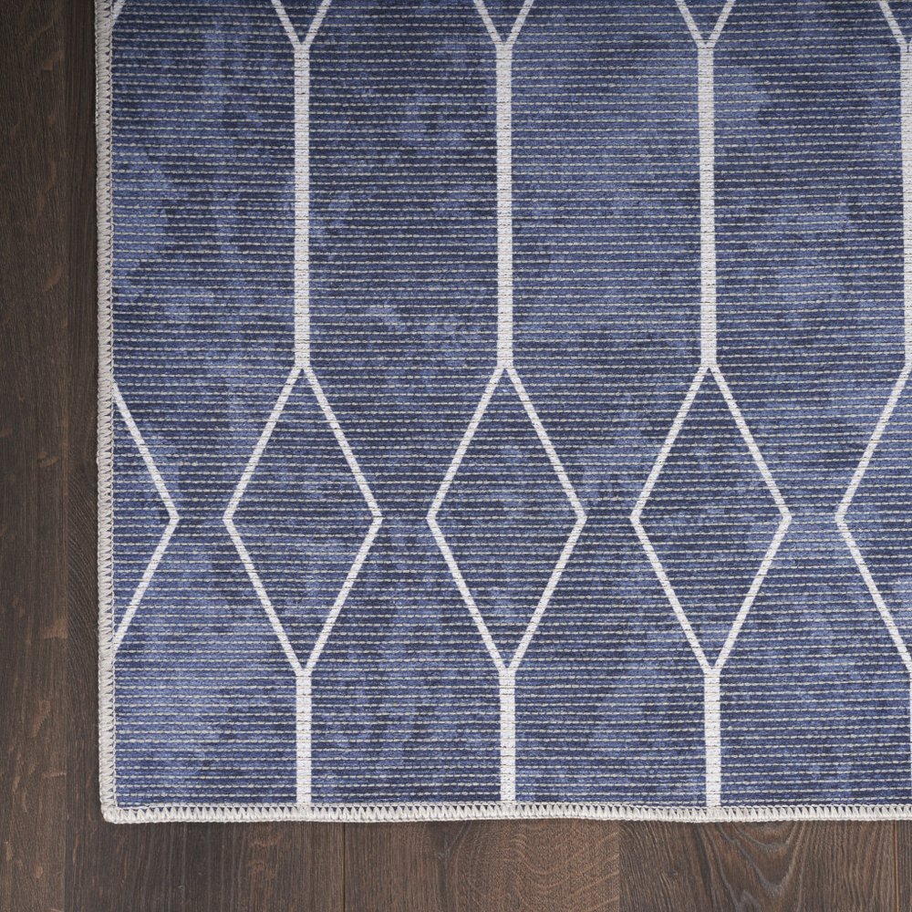 4' X 6' Blue And Ivory Geometric Area Rug
