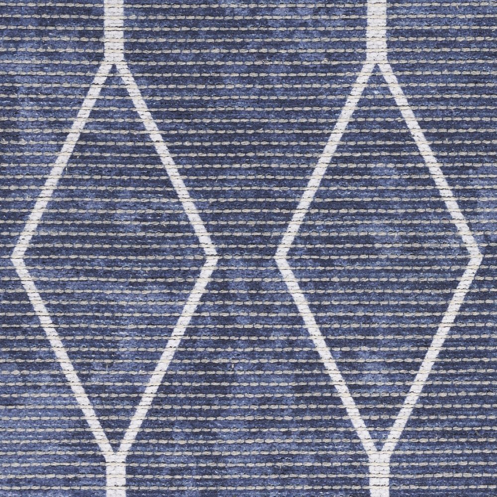 4' X 6' Blue And Ivory Geometric Area Rug