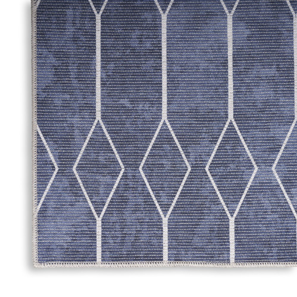 4' X 6' Blue And Ivory Geometric Area Rug