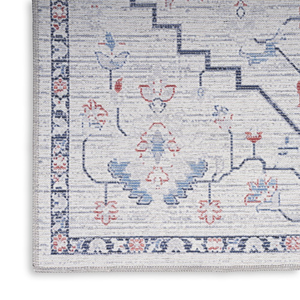 4' X 6' Ivory and Blue Floral Power Loom Area Rug