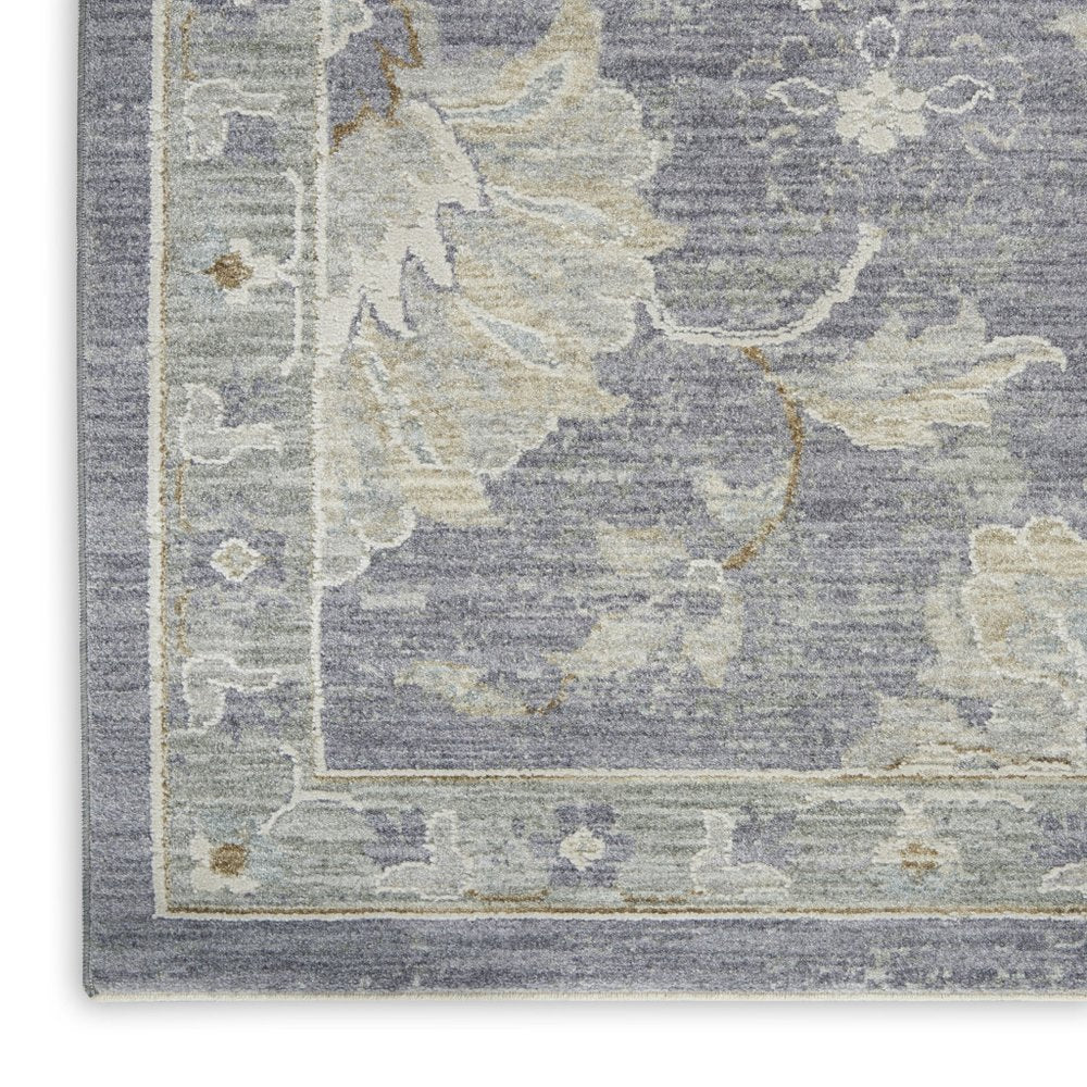 4' X 6' Gray And Charcoal Floral Area Rug