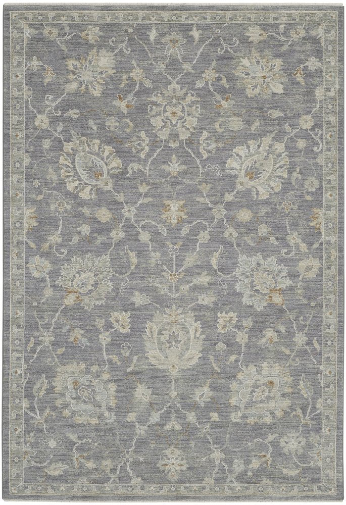 4' X 6' Gray And Charcoal Floral Area Rug