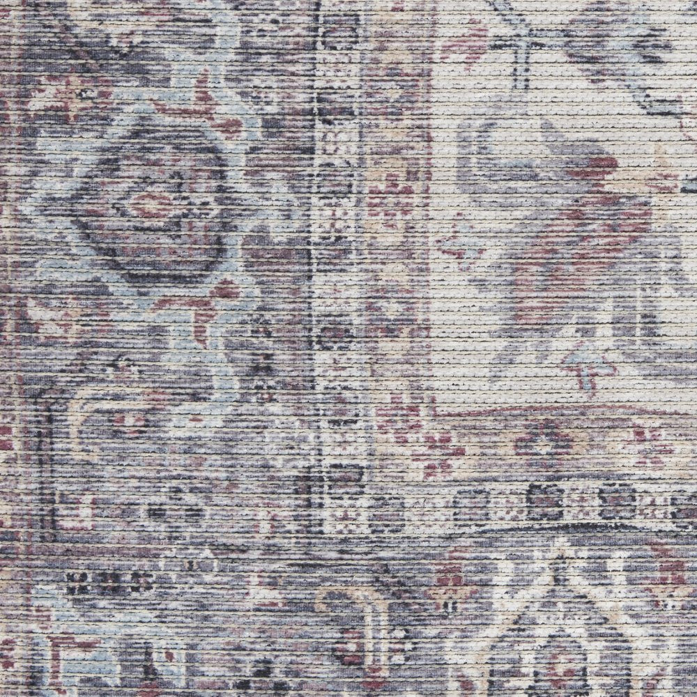 3' X 5' Blue and Beige Floral Power Loom Distressed Area Rug