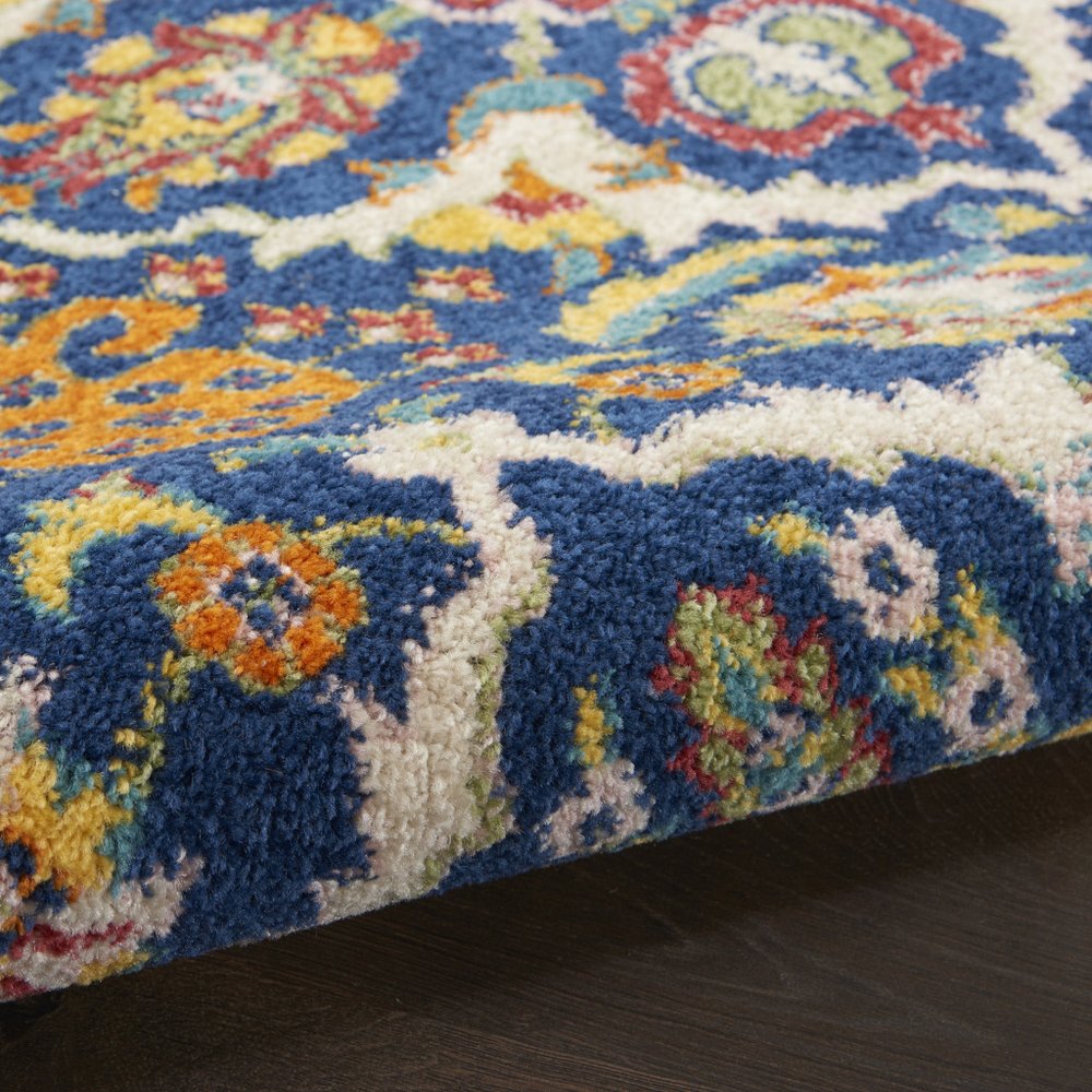 3' X 5' Blue and Beige Floral Power Loom Area Rug