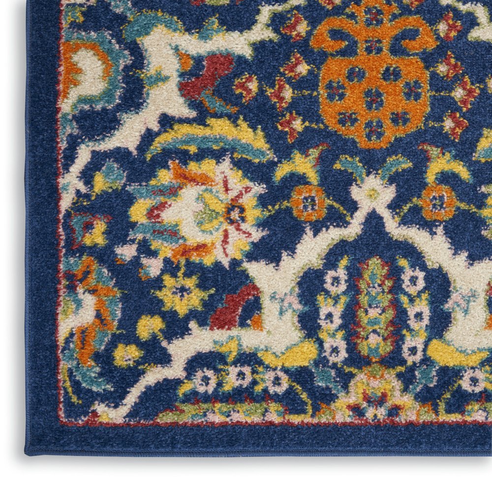3' X 5' Blue and Beige Floral Power Loom Area Rug