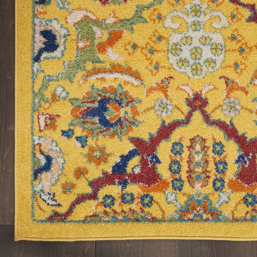 3' X 5' Yellow and Red Floral Power Loom Area Rug