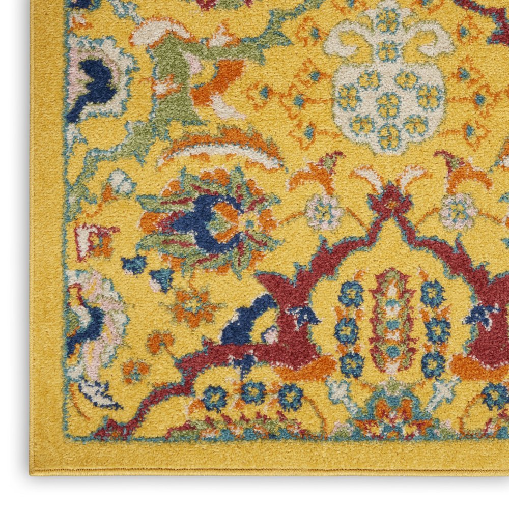 3' X 5' Yellow and Red Floral Power Loom Area Rug