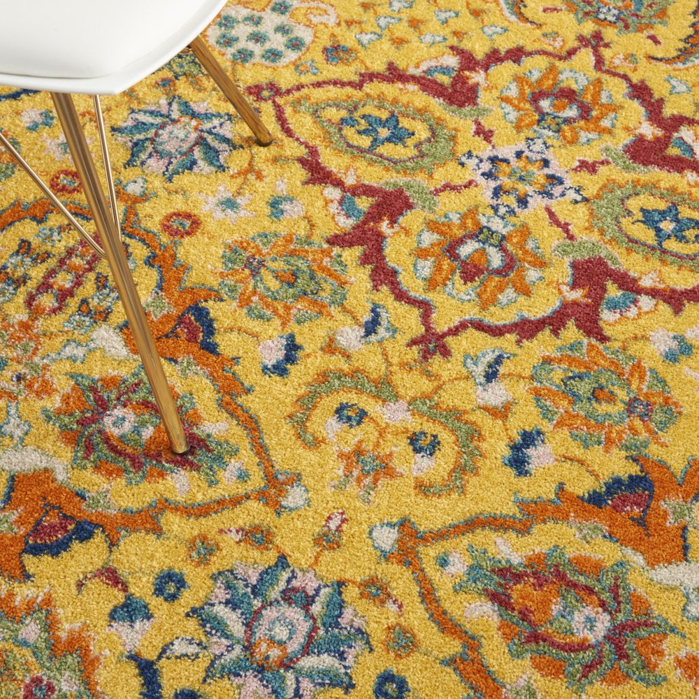 3' X 5' Yellow and Red Floral Power Loom Area Rug