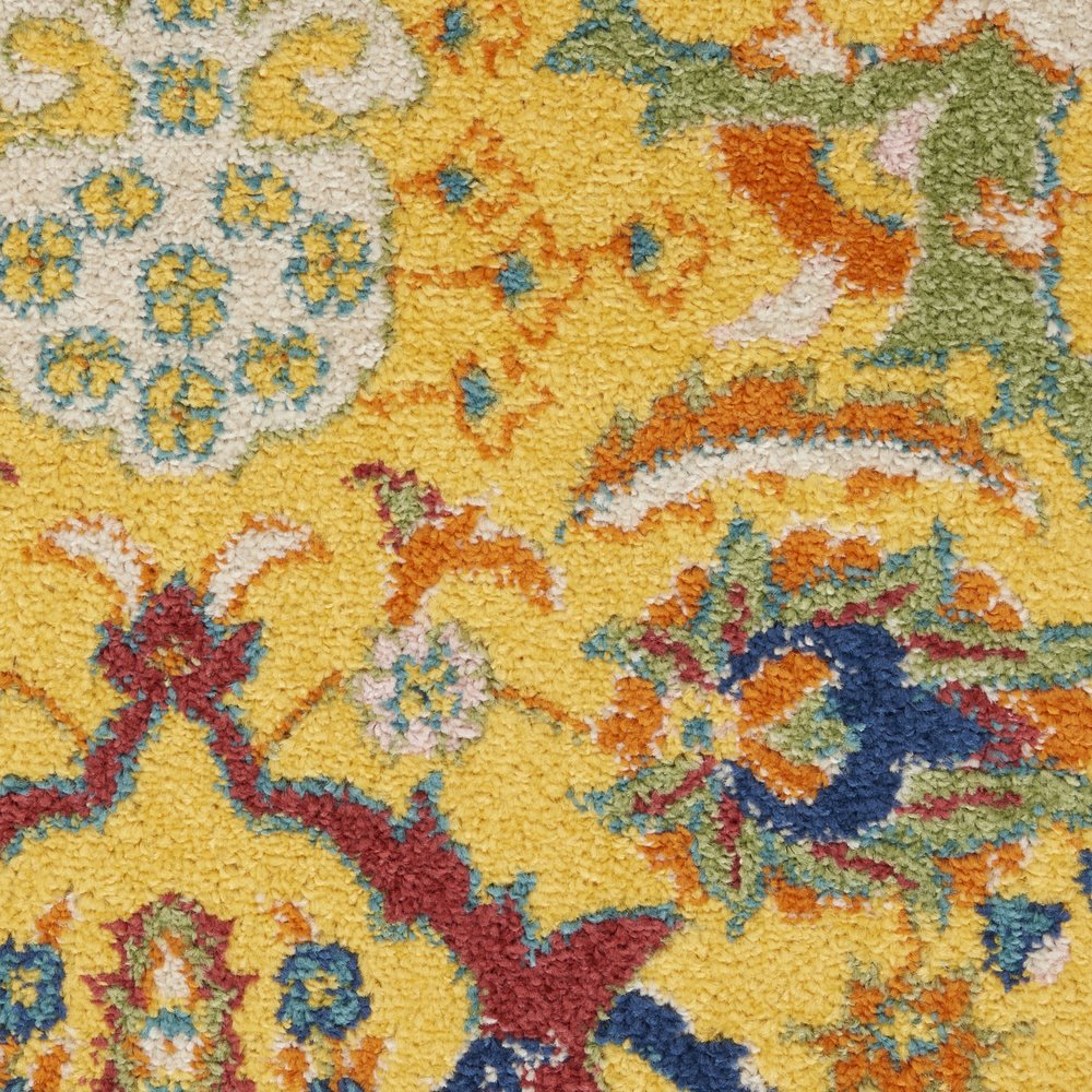 3' X 5' Yellow and Red Floral Power Loom Area Rug