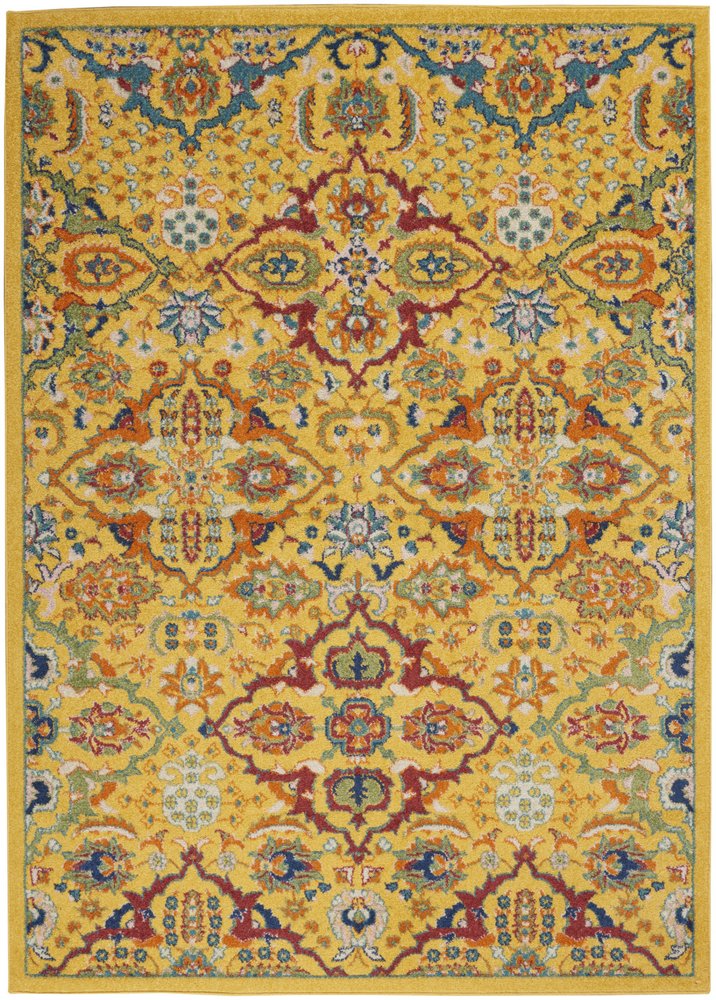 3' X 5' Yellow and Red Floral Power Loom Area Rug