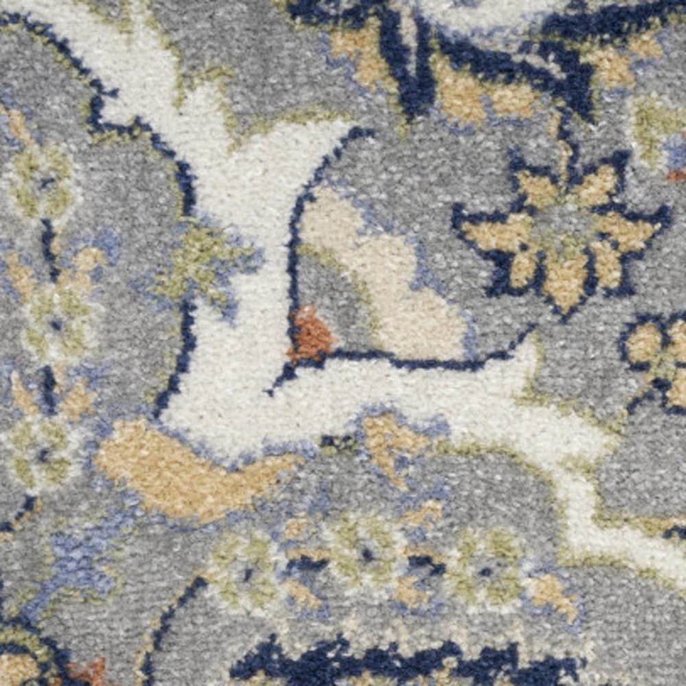 3' X 5' Gray and Ivory Floral Power Loom Area Rug