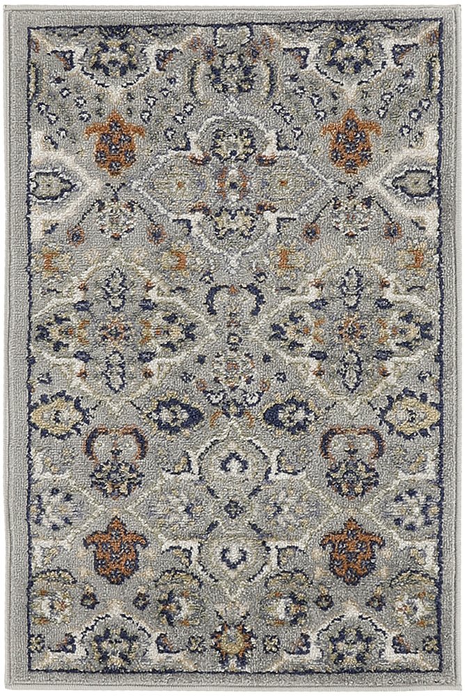 3' X 5' Gray and Ivory Floral Power Loom Area Rug