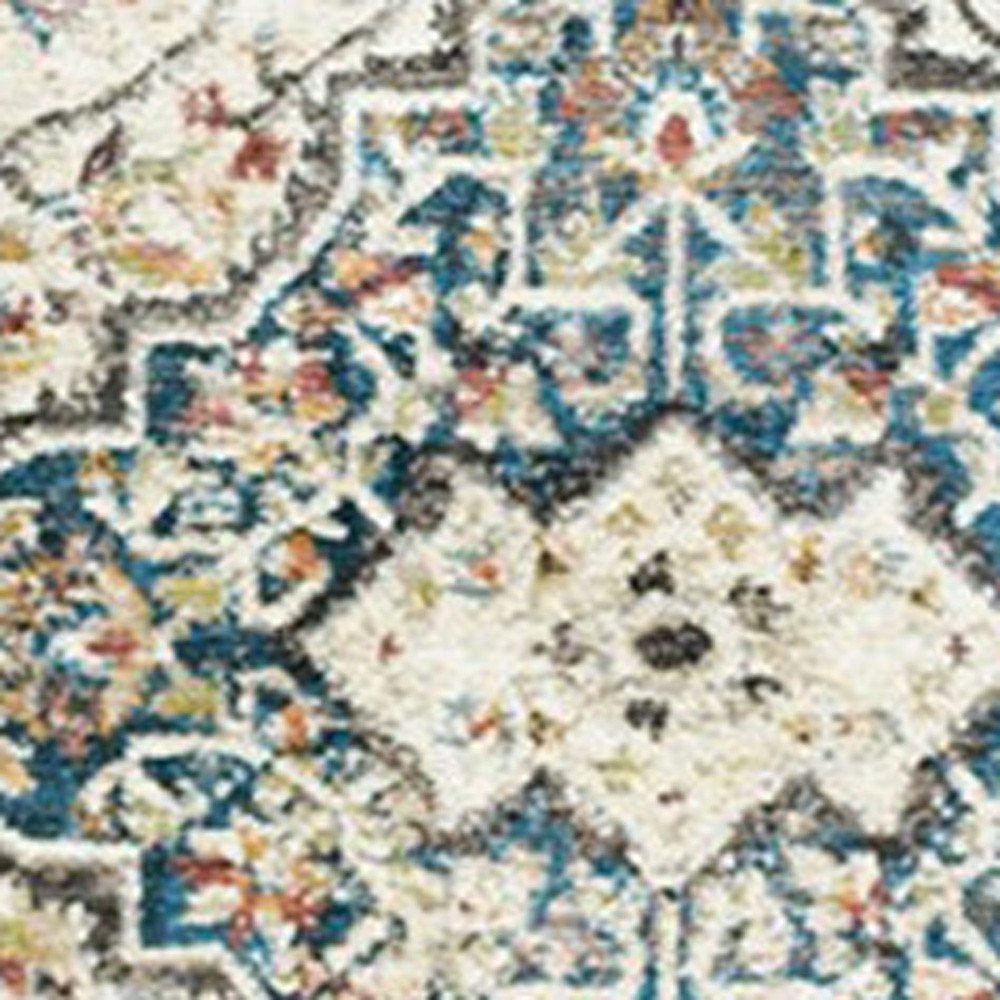 5' X 8' Beige Oriental Distressed Area Rug With Fringe