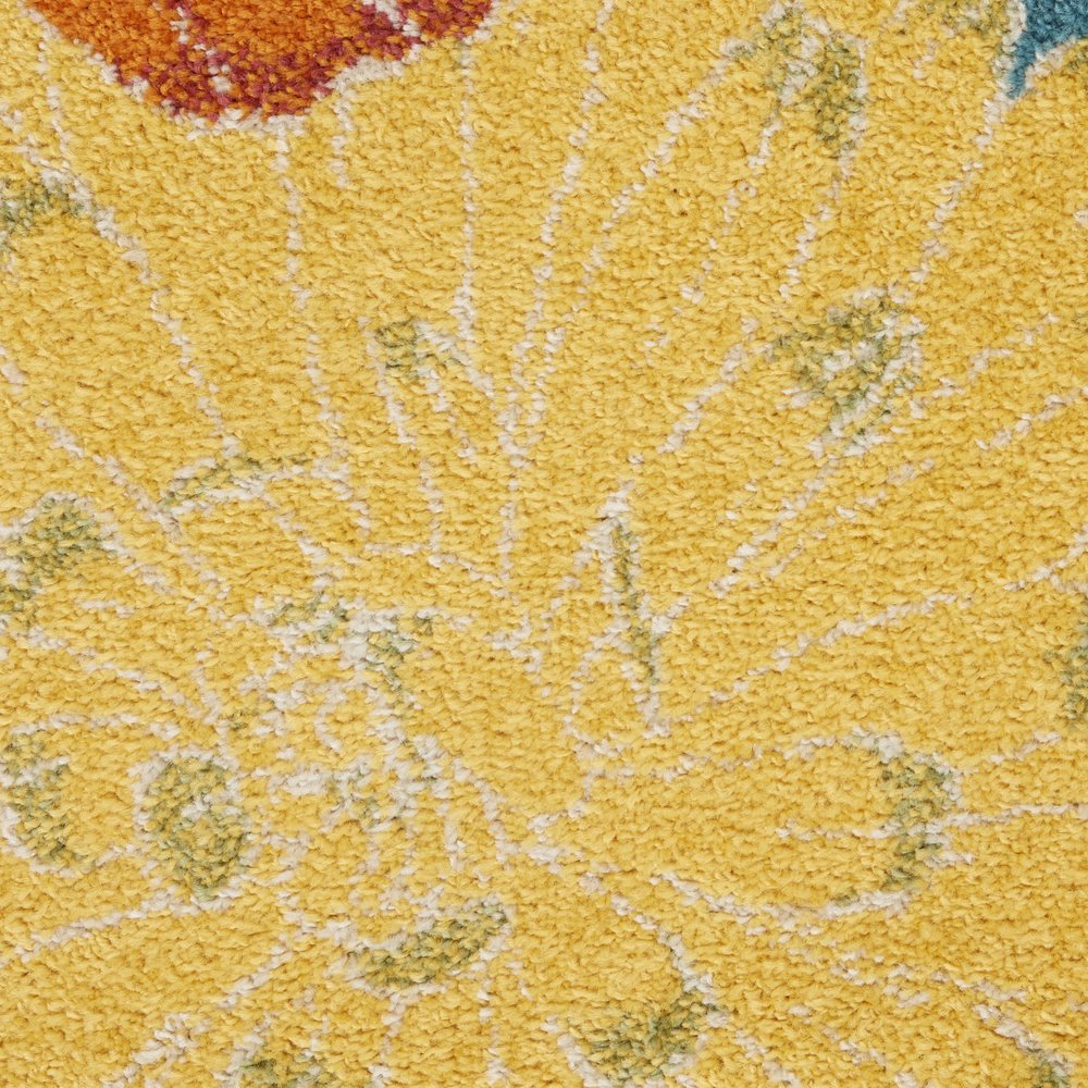 4' X 6' Blue Floral Power Loom Area Rug