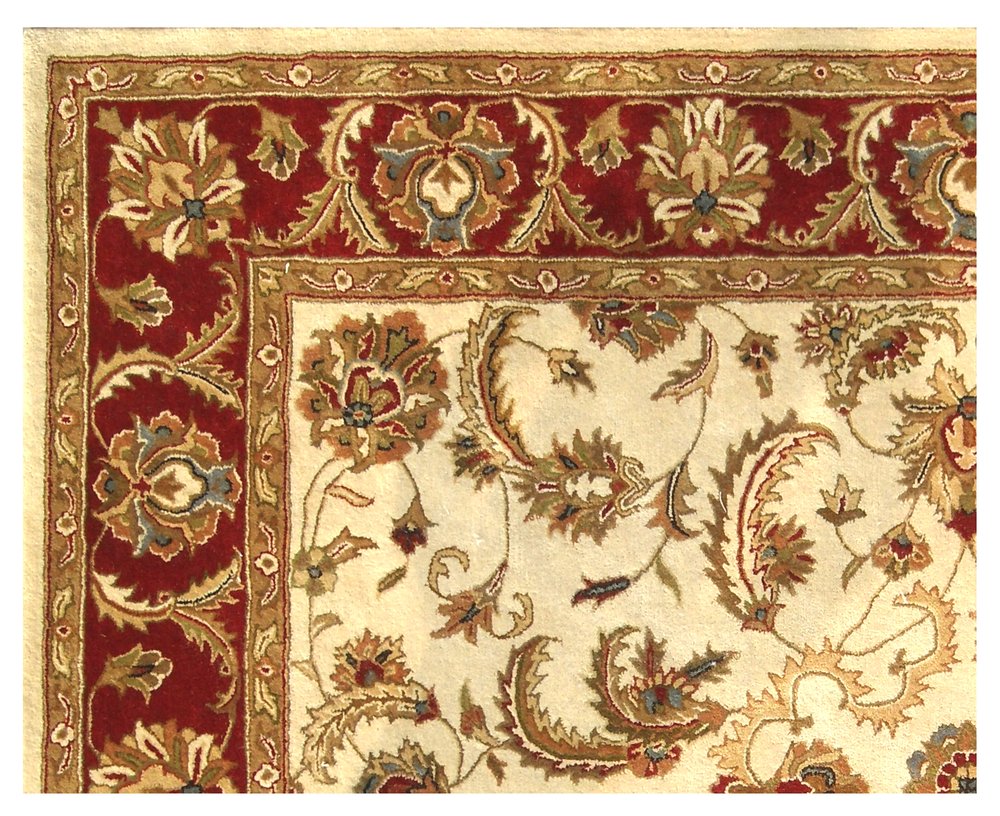 8' X 11' Ivory and Red Oriental Hand Tufted Non Skid Area Rug