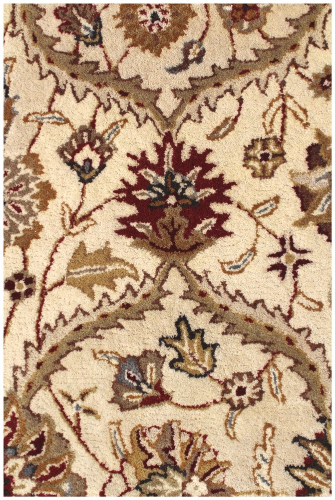 5' X 8' Ivory and Red Oriental Hand Tufted Non Skid Area Rug