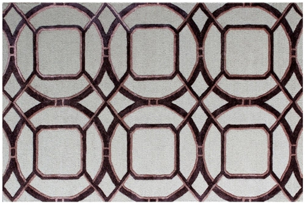 5' X 8' Silver Abstract Geometric Hand Tufted Non Skid Area Rug