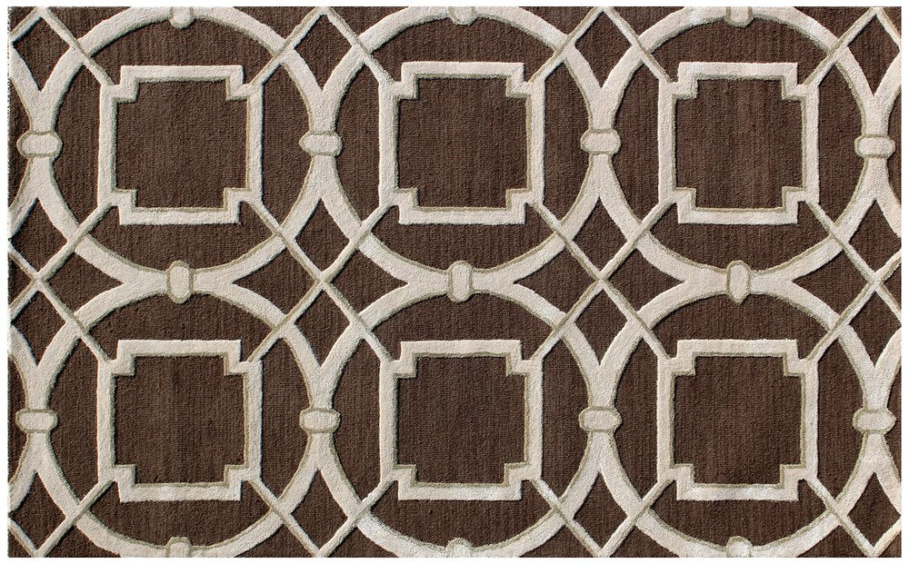 5' X 8' Brown and Ivory Abstract Geometric Hand Tufted Non Skid Area Rug