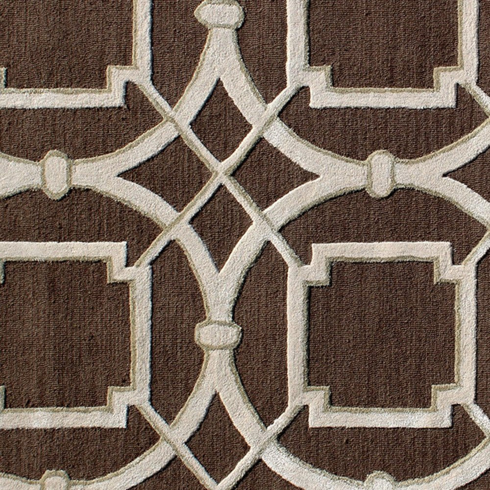 5' X 8' Brown and Ivory Abstract Geometric Hand Tufted Non Skid Area Rug