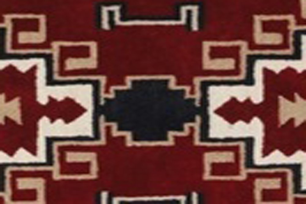 5' X 8' Red and Beige Southwestern Hand Tufted Non Skid Area Rug