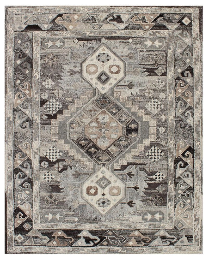 5' X 8' Natural Southwestern Hand Tufted Non Skid Area Rug
