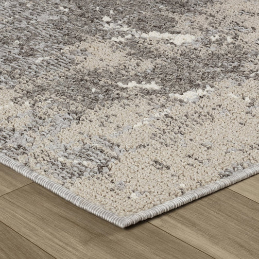 8' Gray And Beige Abstract Distressed Runner Rug