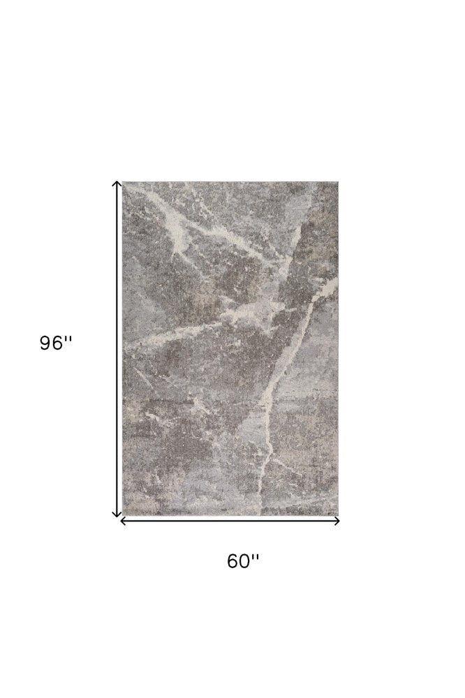 5' X 8' Gray and Ivory Abstract Area Rug