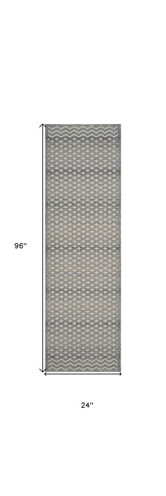 8' Gray And Beige Moroccan Distressed Runner Rug