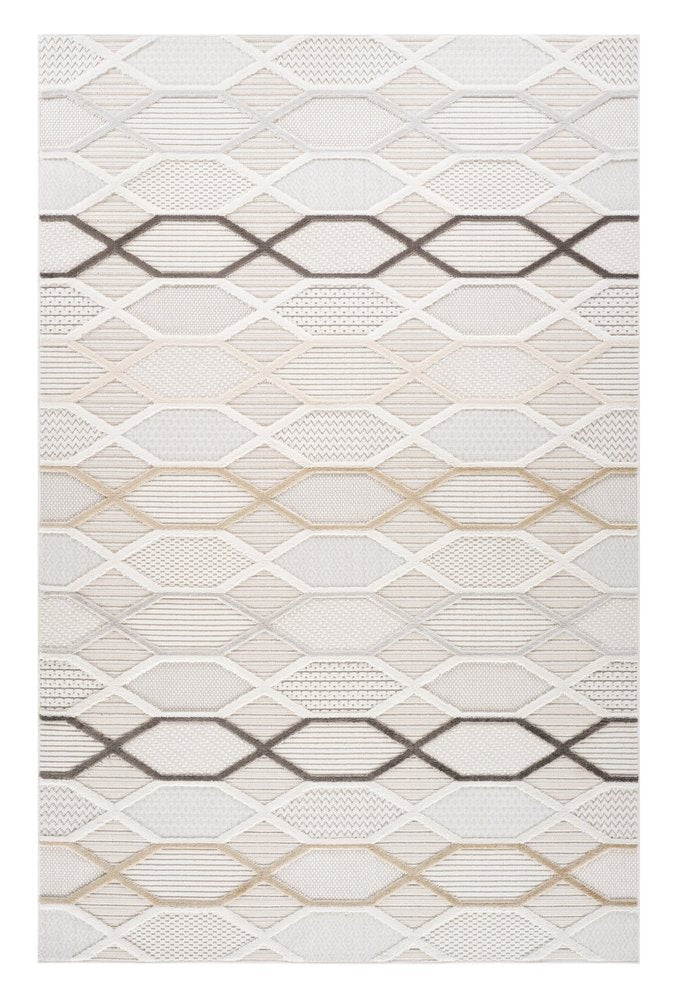 5' X 8' Cream and Beige Abstract Distressed Area Rug