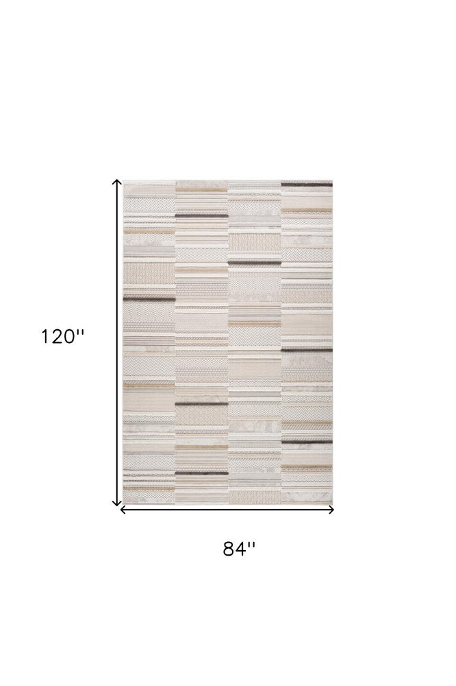 7' X 10' Gray and Beige Abstract Distressed Area Rug