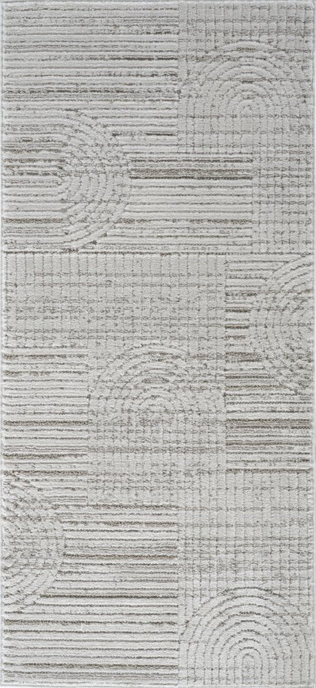 2' X 5' Gray and Ivory Abstract Distressed Area Rug
