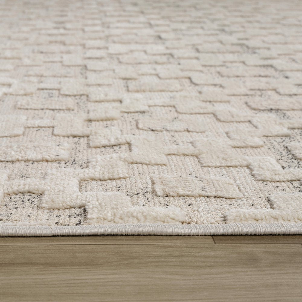 8' Gray And Beige Moroccan Distressed Runner Rug