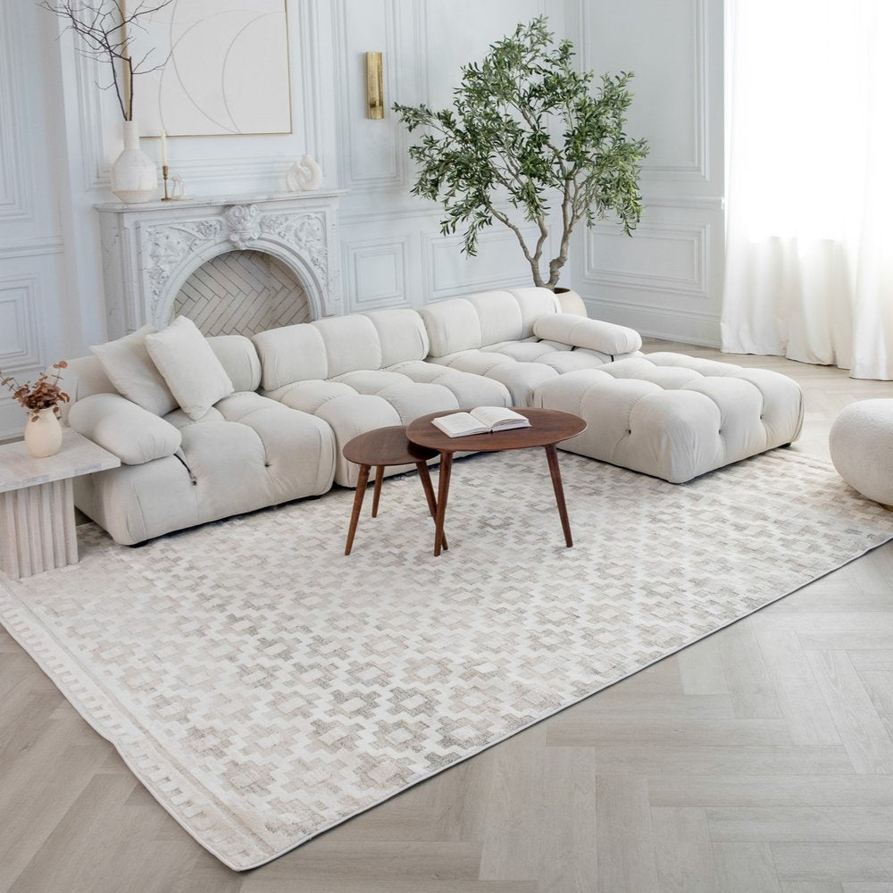 4' X 6' Cream and Beige Moroccan Area Rug