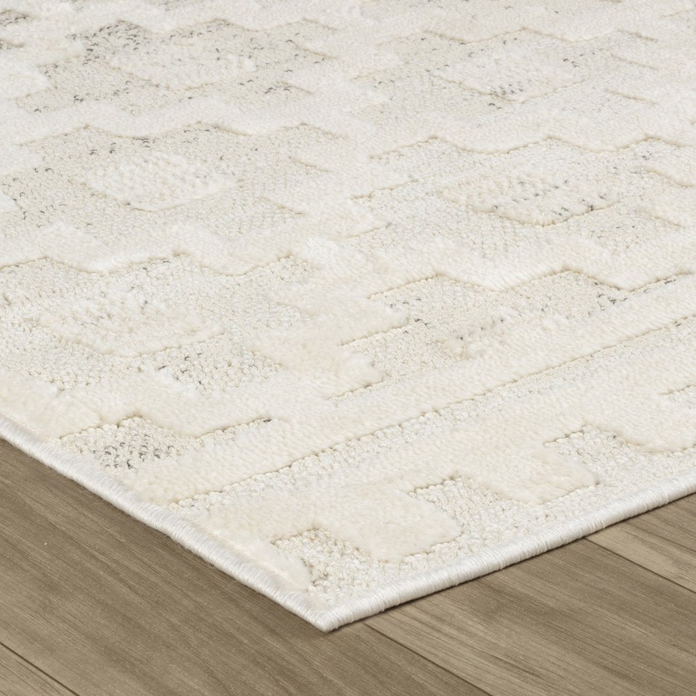 5' X 8' Cream and Beige Moroccan Area Rug
