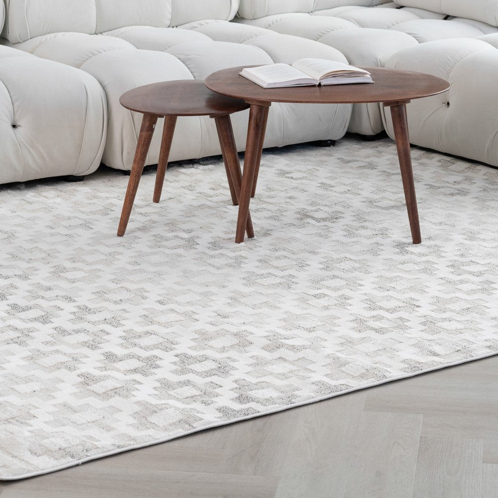 5' X 8' Cream and Beige Moroccan Area Rug