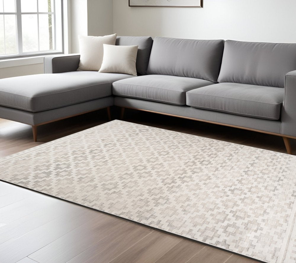 7' X 10' Cream and Beige Moroccan Area Rug