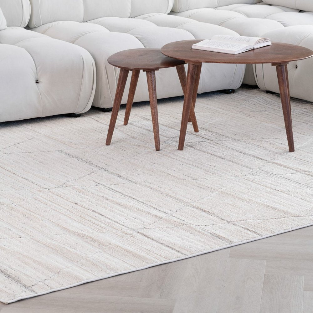 4' X 6' Cream and Beige Abstract Area Rug