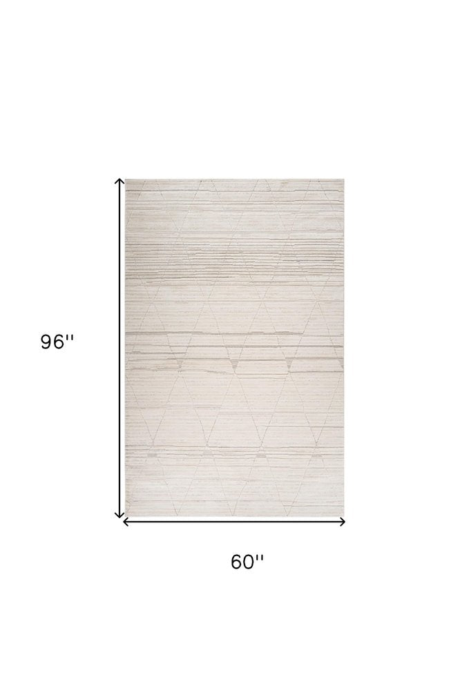 5' X 8' Cream and Beige Abstract Area Rug