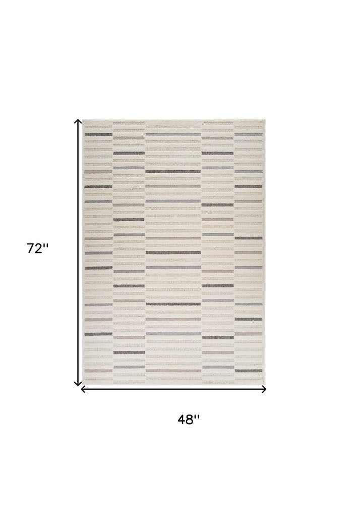 4' X 6' Gray and Cream Abstract Distressed Area Rug