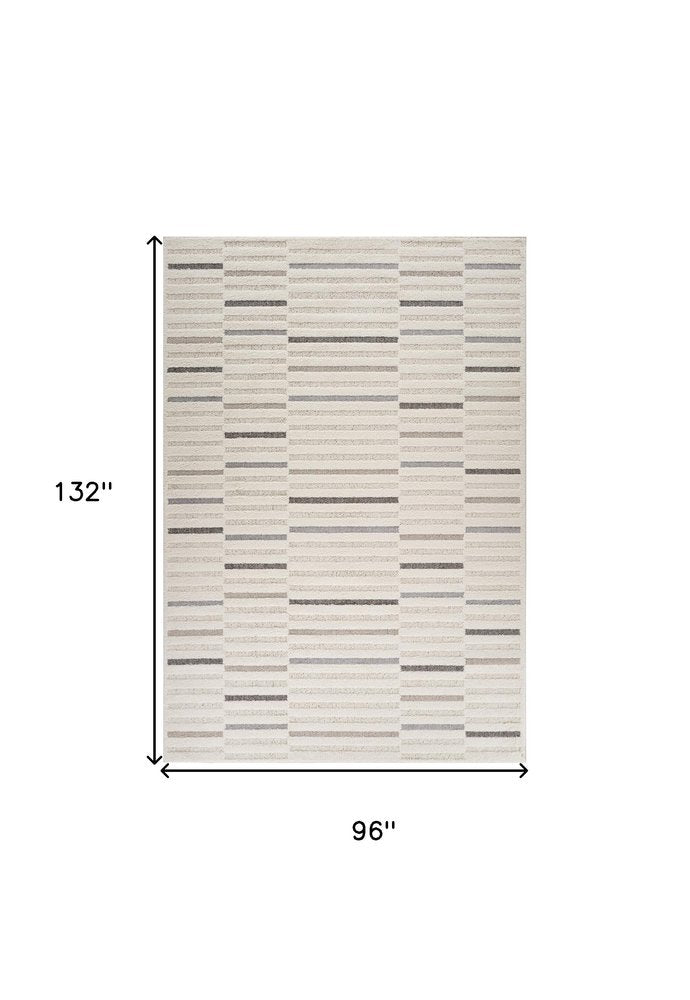 8' X 11' Gray and Cream Abstract Distressed Area Rug