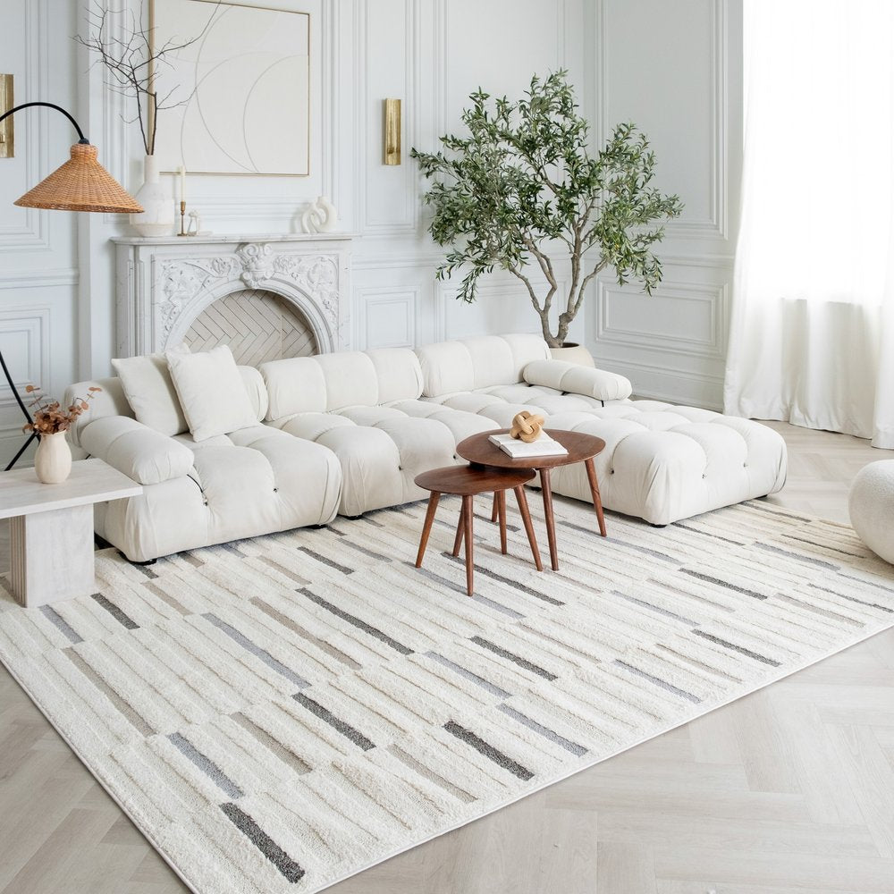 8' X 11' Gray and Cream Abstract Distressed Area Rug