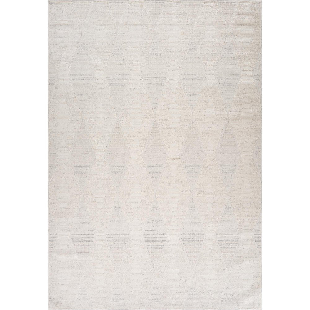 4' X 6' Cream and Beige Geometric Distressed Area Rug