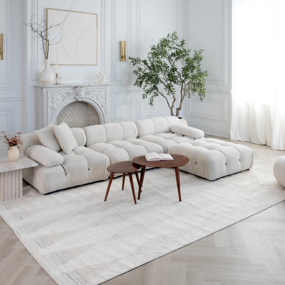 4' X 6' Cream and Beige Geometric Distressed Area Rug