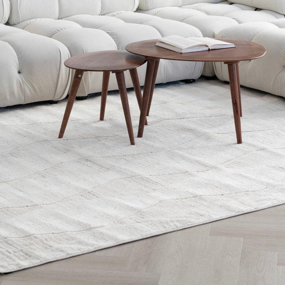 4' X 6' Cream and Beige Geometric Distressed Area Rug