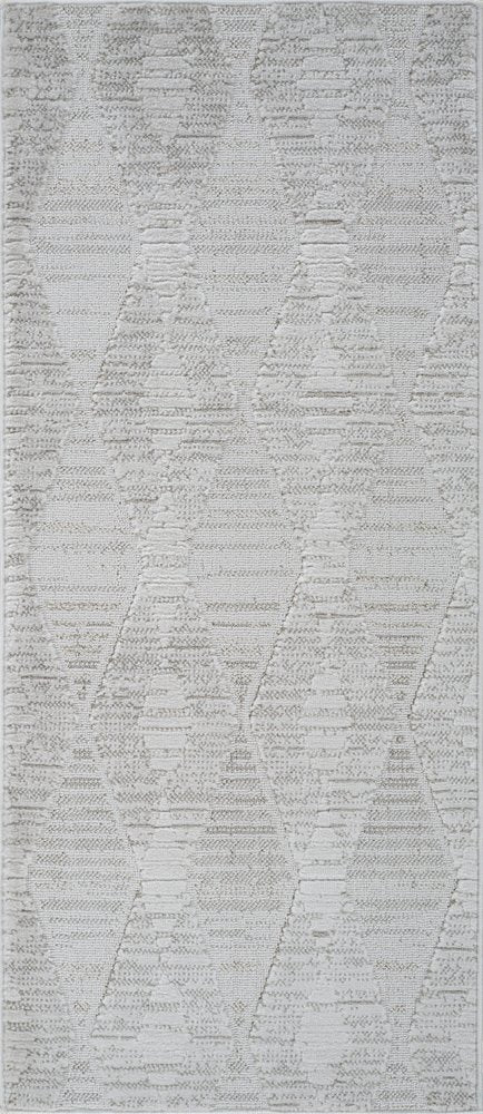2' X 5' Gray and Ivory Geometric Distressed Area Rug