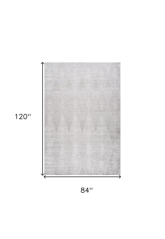 7' X 10' Gray and Ivory Geometric Distressed Area Rug