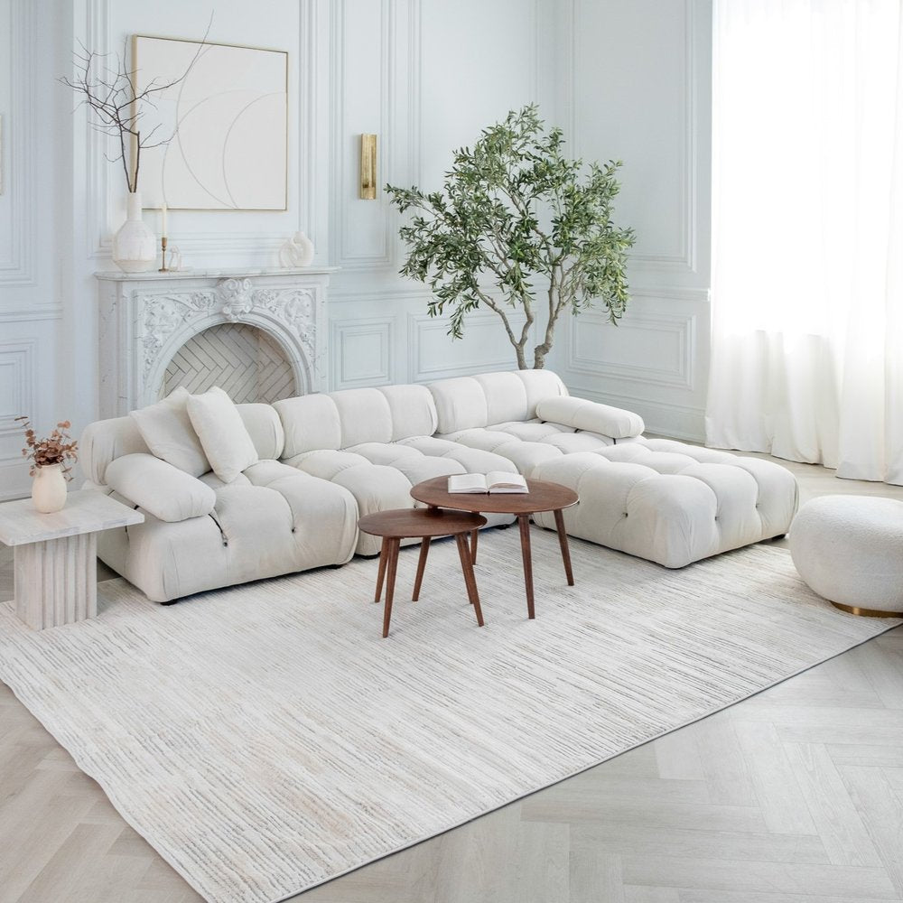 4' X 6' Cream and Beige Abstract Area Rug