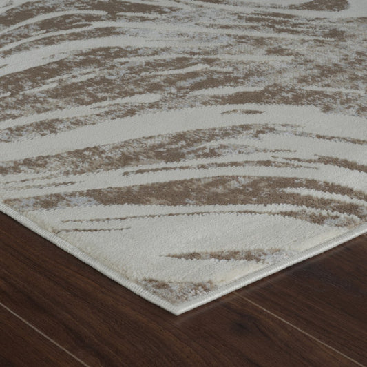 4' X 6' Beige and Brown Abstract Distressed Area Rug