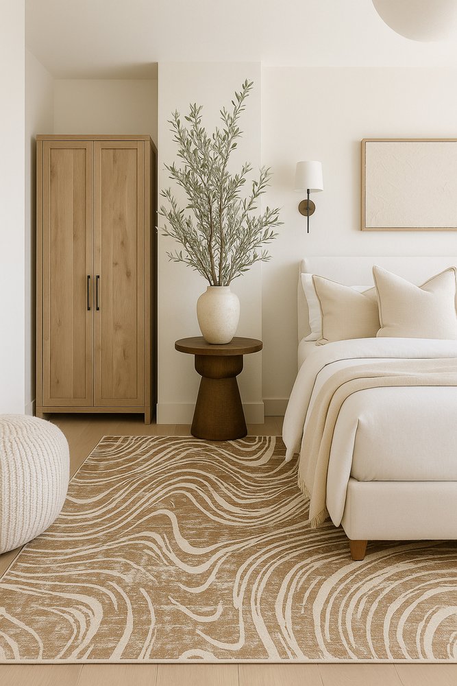 4' X 6' Beige and Brown Abstract Distressed Area Rug