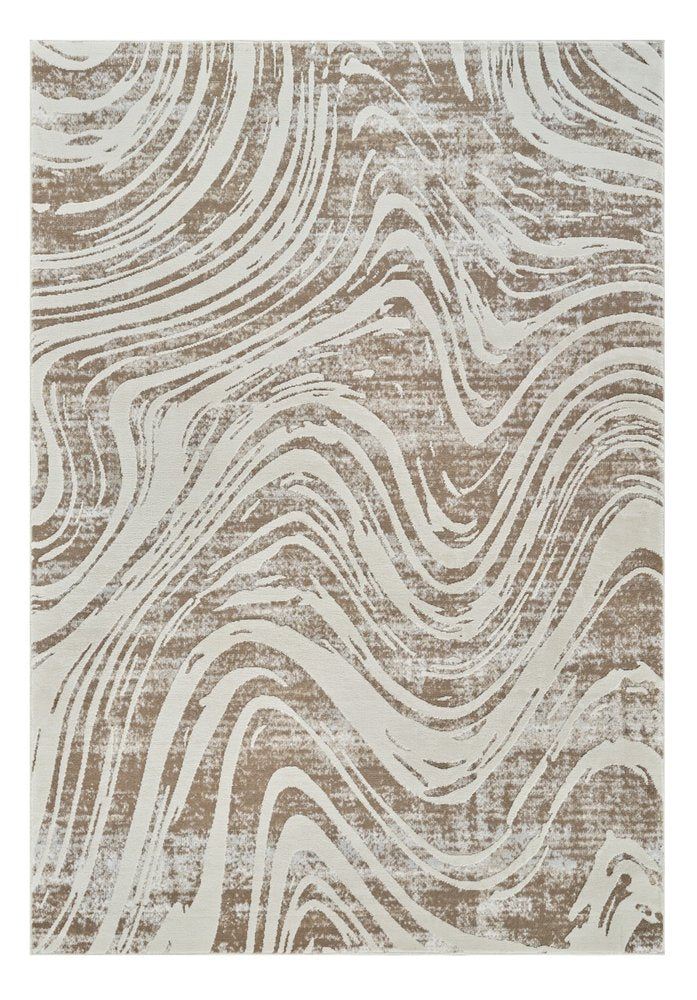 4' X 6' Beige and Brown Abstract Distressed Area Rug